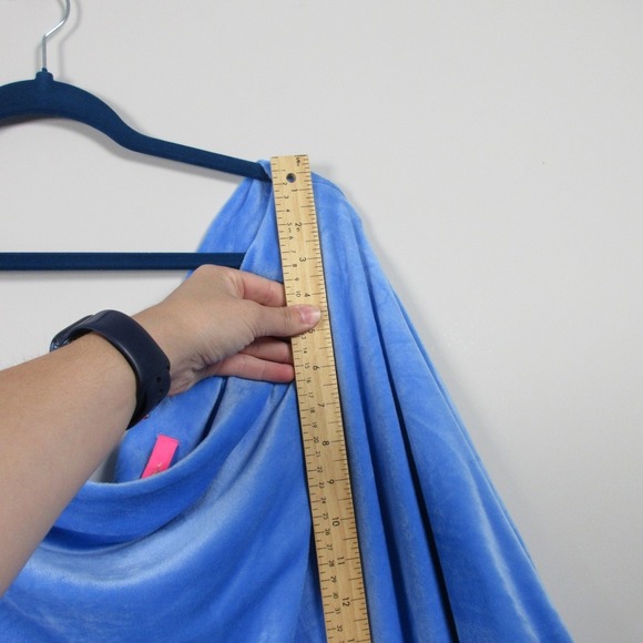 Lilly Pulitzer Sheera Velour Top Blouse XXL Blue One Shoulder Lounge 274 - Picture 7 of 13